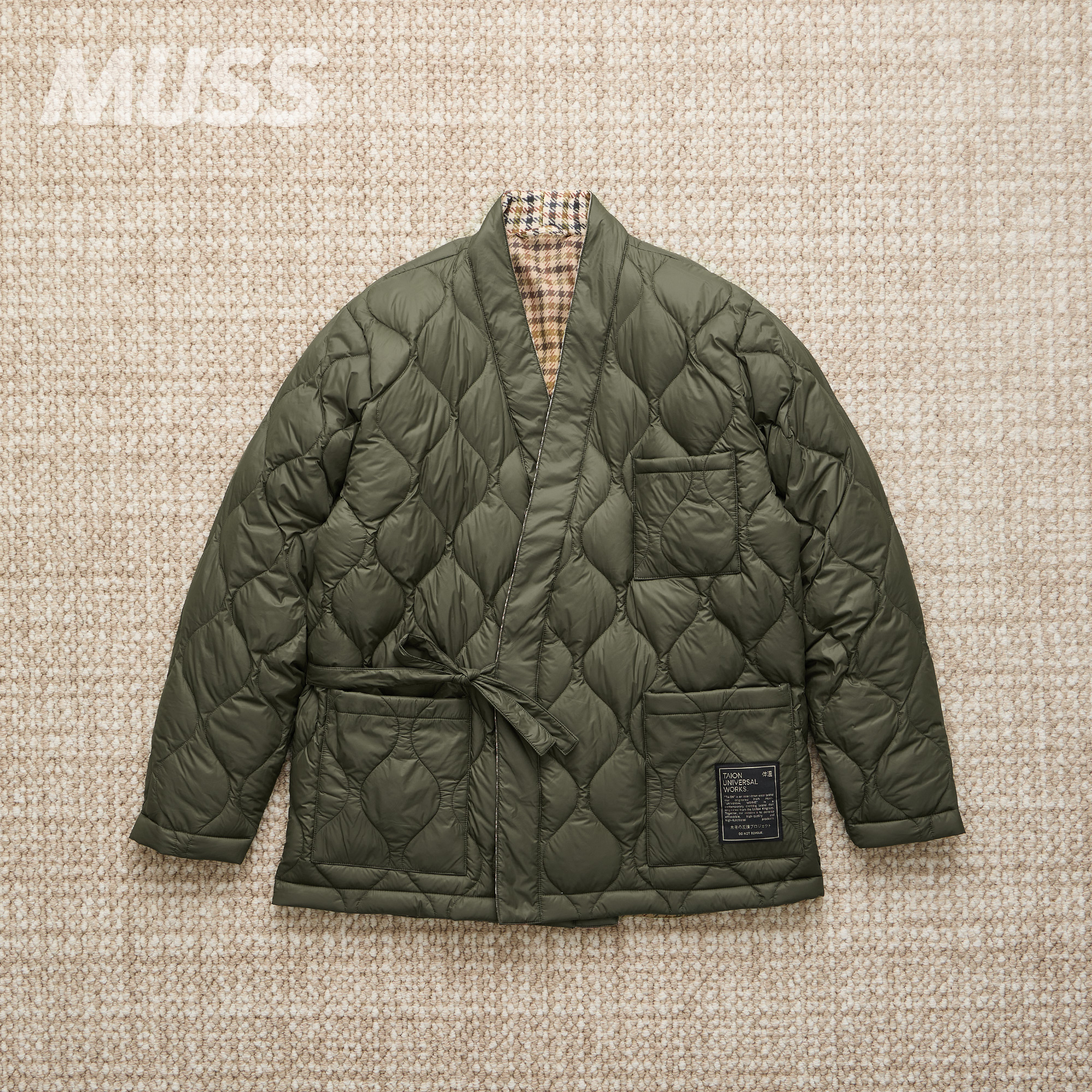 TAION格纹双面穿绗缝保暖羽绒