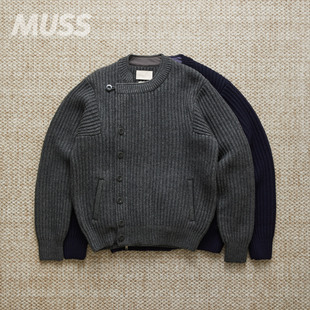 现货 YOKE DOUBLE BREASTED KNIT 日产斜排口羊毛复古针织开衫