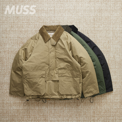 REMIRELIEF防水尼龙灯芯绒领夹克