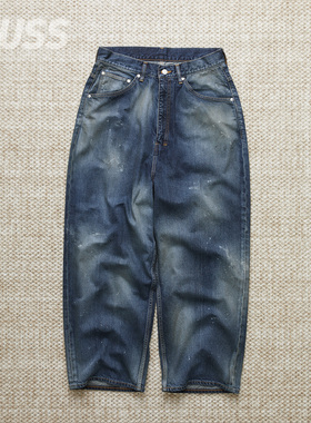 现货 ANCELLM AGING WIDE 5P DENIM PANTS日产水洗泼墨牛仔裤25SS