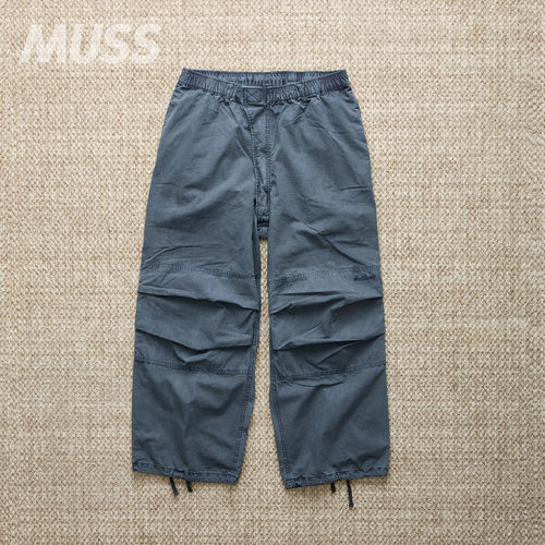 现货 WILDTHINGS GARMENT DYE 成衣染水洗防撕裂格子布阔腿工装裤