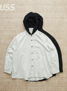 现货 ANCELLM HOODIE SHIRT 日产复古拼接长袖连帽衬衫 25SS