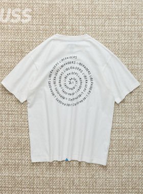 现货 LIBERAIDERS VORTEX TEE 螺旋字母LOGO印花拉绒做旧短袖T恤
