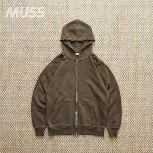 现货 JIEDA DAMAGE PATCH ZIP HOODIE 破坏做旧拼皮拉链卫衣 25AW