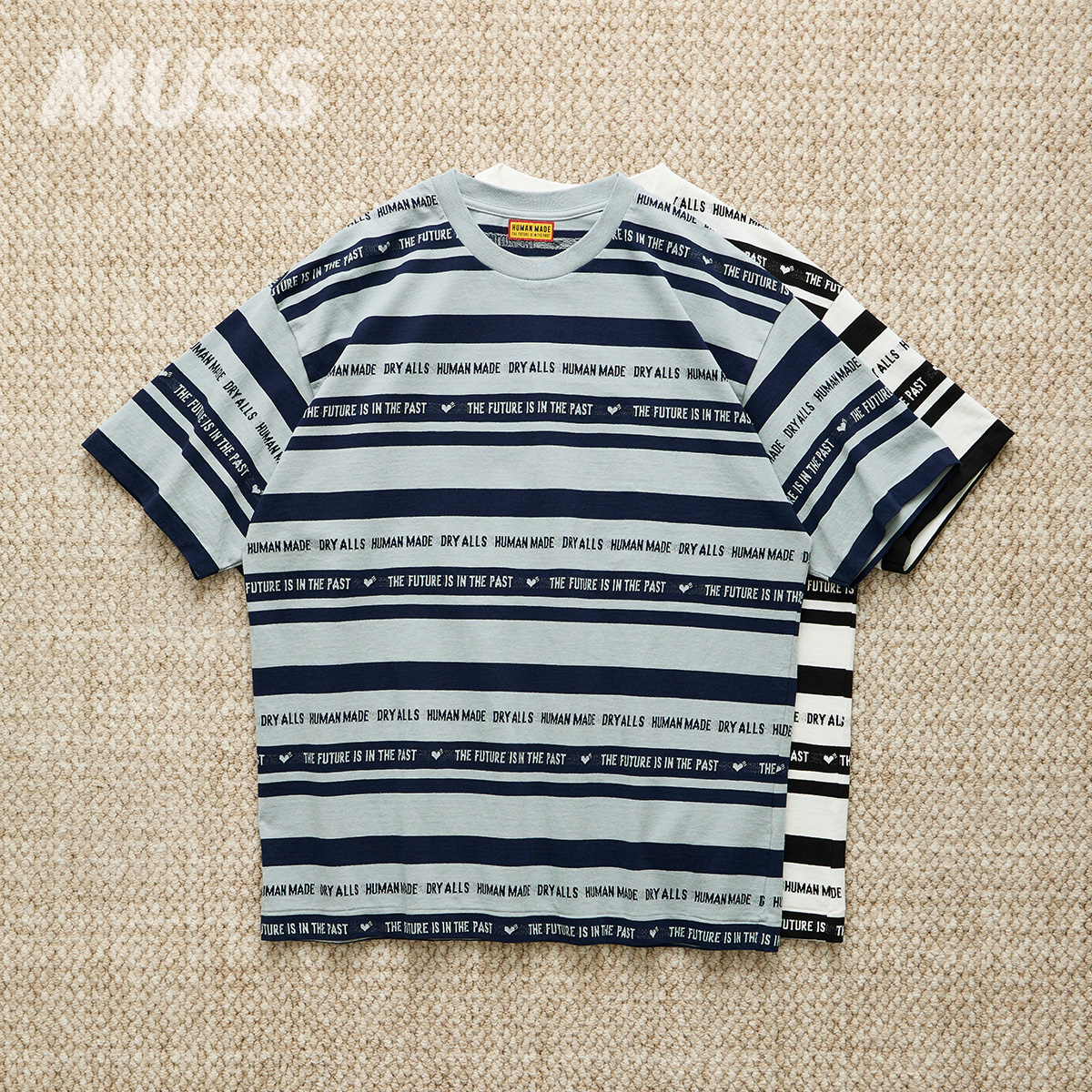 现货 HUMAN MADE STRIPED TEE 日产LOGO条纹撞色休闲短袖T恤 25SS