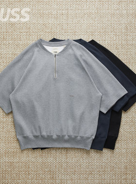 现货 NANAMICA HALF ZIP SWEAT一体结构凉感有机棉半拉链短袖卫衣