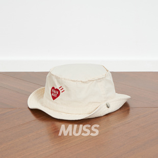 现货 HUMAN MADE BUCKET HAT 日产复古斜纹棉爱心刺绣渔夫帽26SS