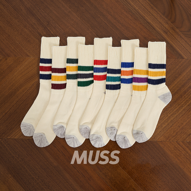 ROTOTO复古编织条纹长筒袜