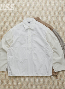现货 NANAMICA PULLOVER SHIRT JKT套头拼接密织府绸复古衬衫外套