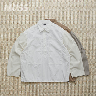 现货 NANAMICA PULLOVER SHIRT JKT套头拼接密织府绸复古衬衫外套