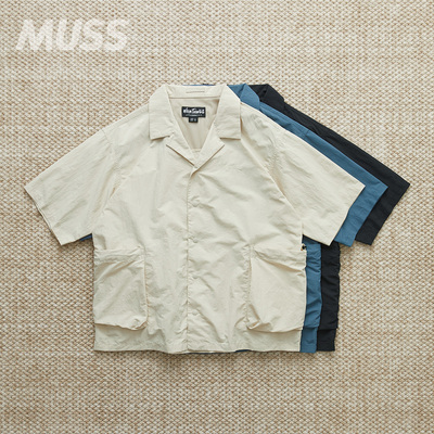 WILDTHINGS休闲尼龙口袋短袖衬衫