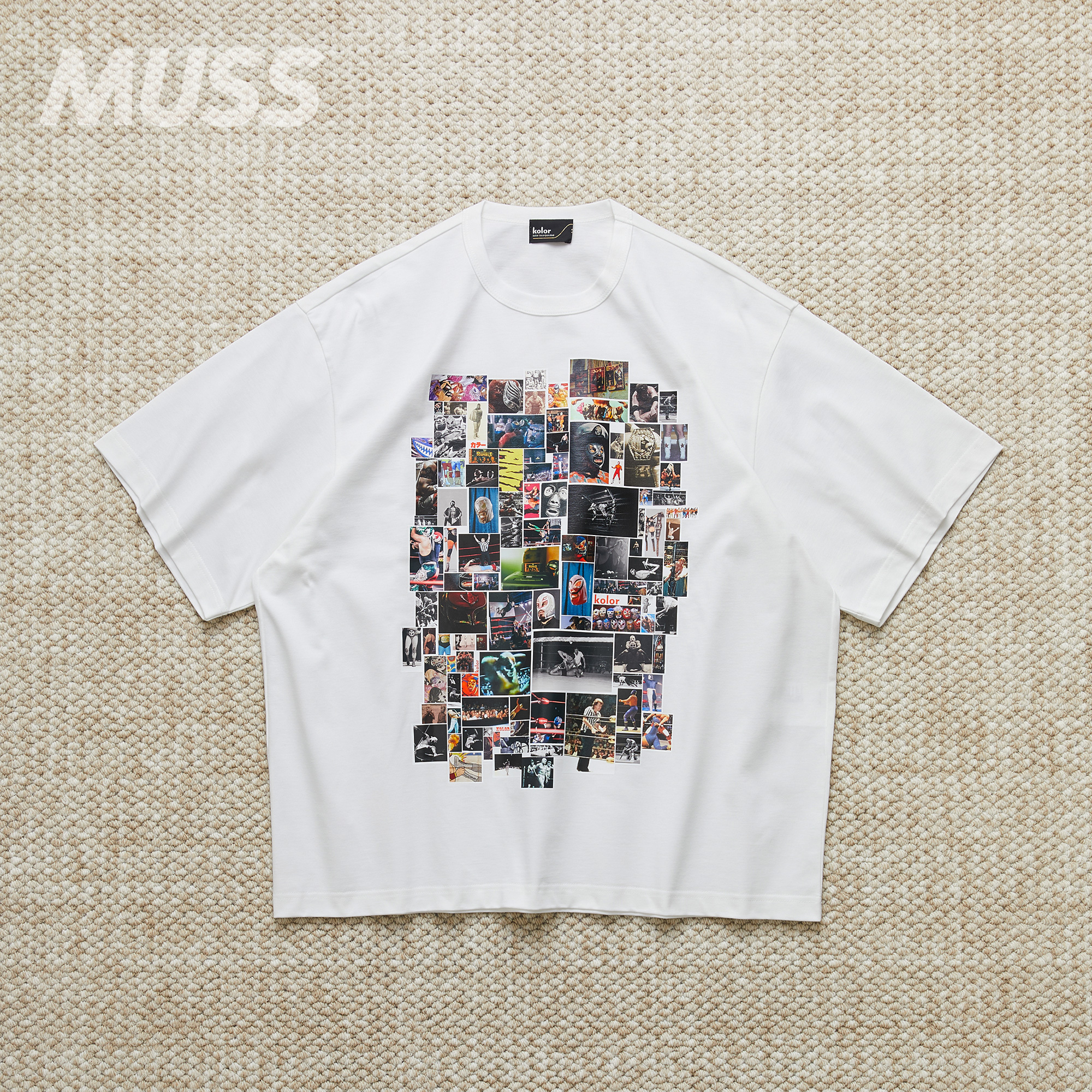 现货 KOLOR PATTERNED T-SHIRT 日产摔跤相册印花休闲短袖T恤25SS