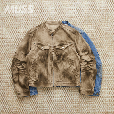 NVRFRGT日产做旧牛仔机车夹克