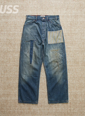 现货 BOWWOW LAPD PRISONER DENIM 做旧补丁拼接牛仔裤 25AW