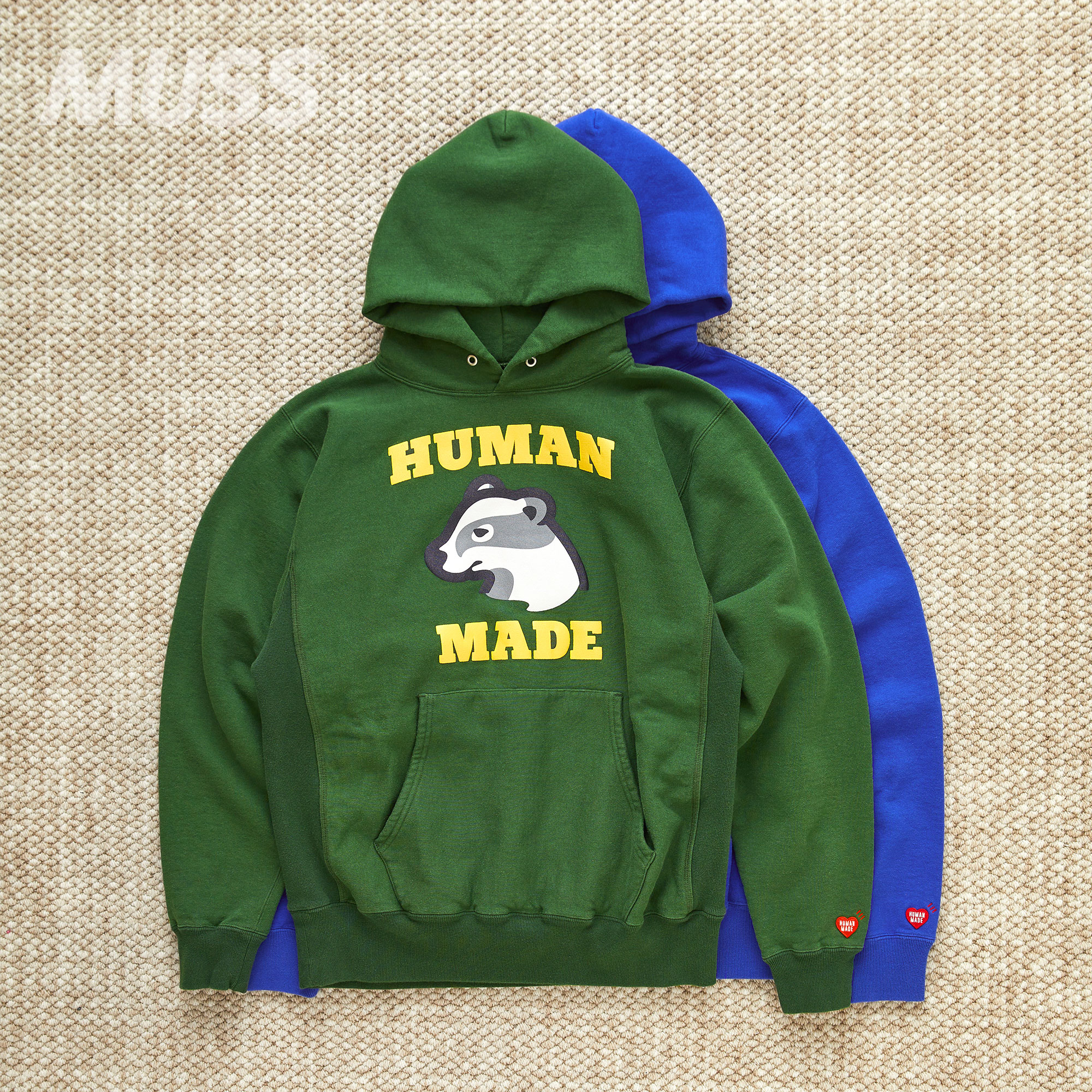 HUMANMADE字母獾拼接连帽卫衣
