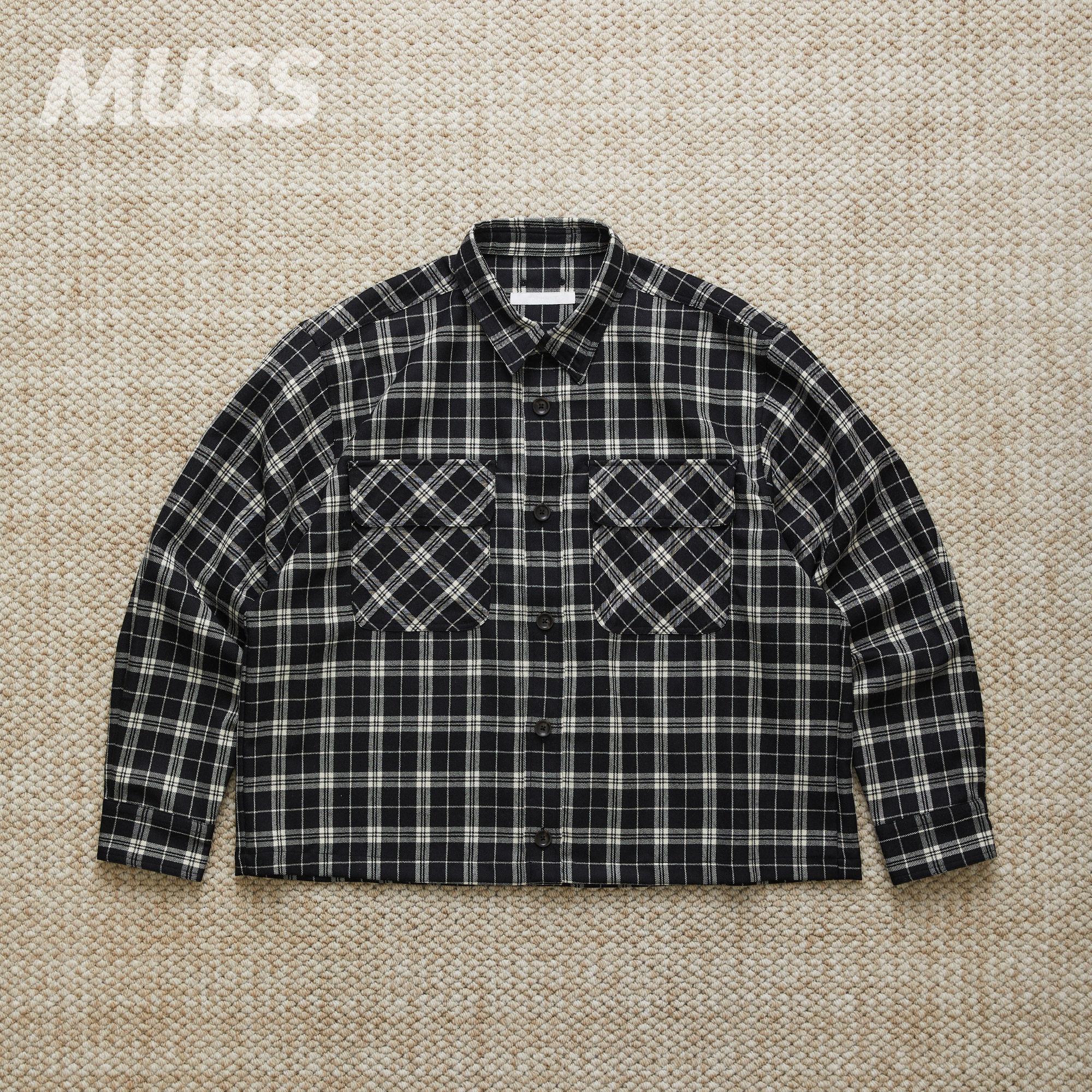 现货 SOPHNET. SAXONY WOOL CHECK SHIRT日产羊毛格纹休闲衬衫