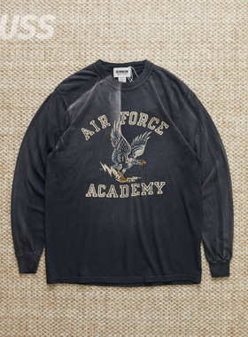 现货 BOWWOW U.S. AIR FORCE EAGLE 水洗做旧老鹰字母长袖T恤25AW