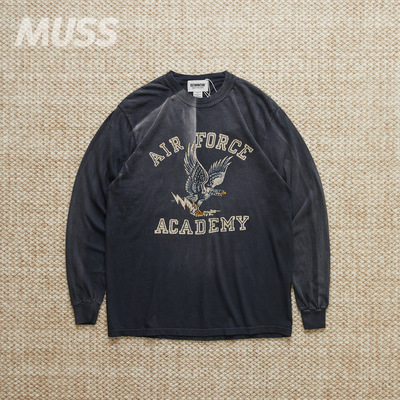 BOWWOW水洗做旧字母长袖T