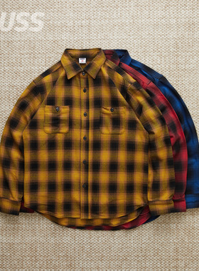 现货 EDWIN WORK SHIRTS 日本制斜纹法兰绒格纹复古长袖衬衫 25AW