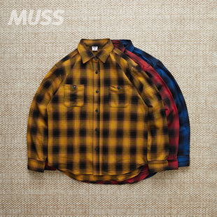 EDWIN 衬衫 WORK 日本制斜纹法兰绒格纹复古长袖 25AW SHIRTS 现货