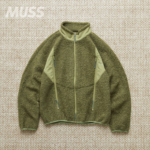 FLEECE 现货 POLAR HIKING JKT意产羊毛混纺拼接拉链夹克25SS ROA