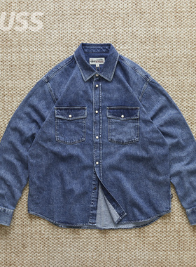 现货 STUSSY BOXY WESTERN DENIM SHIRT水洗做旧复古牛仔衬衫24SS