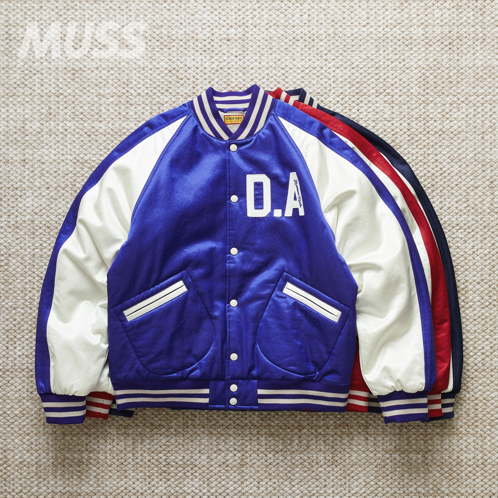 现货 HUMNAN MADE SATIN STADIUM JKT 日产复古缎面棒球夹克25SS,男装,夹克,淘宝优惠券,粉丝福利购,淘宝优惠卷