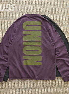 现货 UNION R.E. L/S 美产展会限定字母LOGO水洗做旧休闲长袖T恤