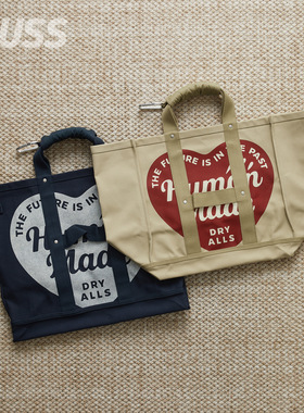 现货 HUMAN MADE TOTE BAG 水洗做旧爱心印花复古通勤托特包25AW