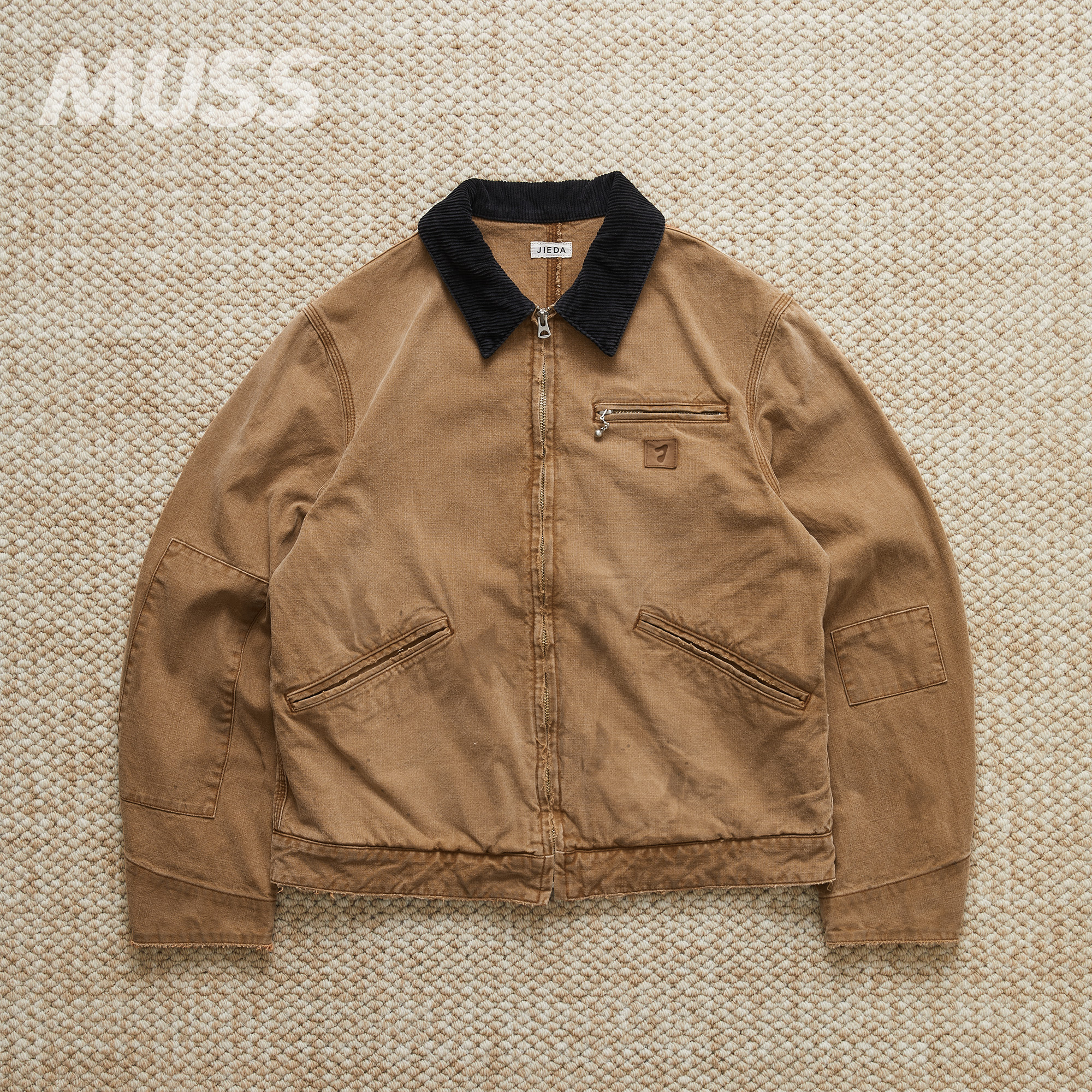 JIEDA日产拼皮做旧水洗夹克