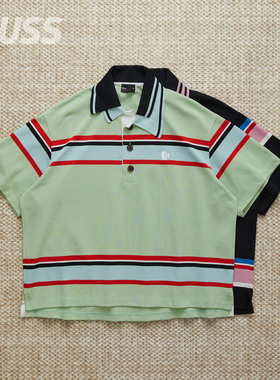 现货 KOLOR 26SCM-T05205 日本制不对称条纹休闲珠地布短袖POLO衫