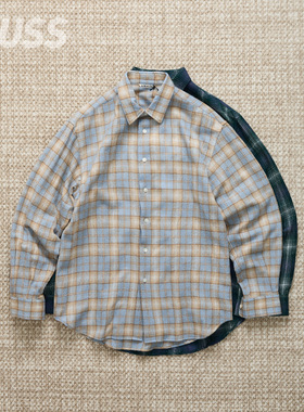 现货 AURALEE AIRY WOOL 日产精梳防缩羊毛休闲格纹长袖衬衫 25AW