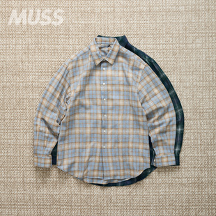 AURALEE 衬衫 AIRY 日产精梳防缩羊毛休闲格纹长袖 25AW WOOL 现货