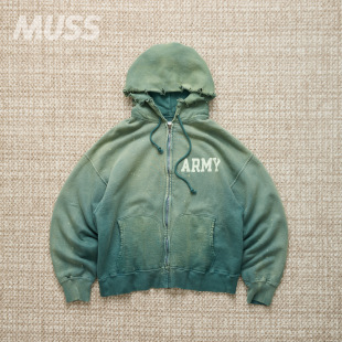 HOODIE 现货 ZIP ARMY AGED日产渐变水洗破坏拉链卫衣25AW BOWWOW