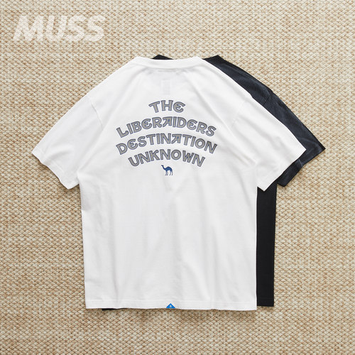 LIBERAIDERS褪色做旧字母标语T