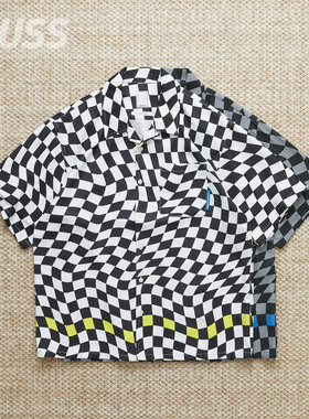 现货 LIBERAIDERS CHECKERED SHIRT 扭曲棋盘格休闲短袖衬衫