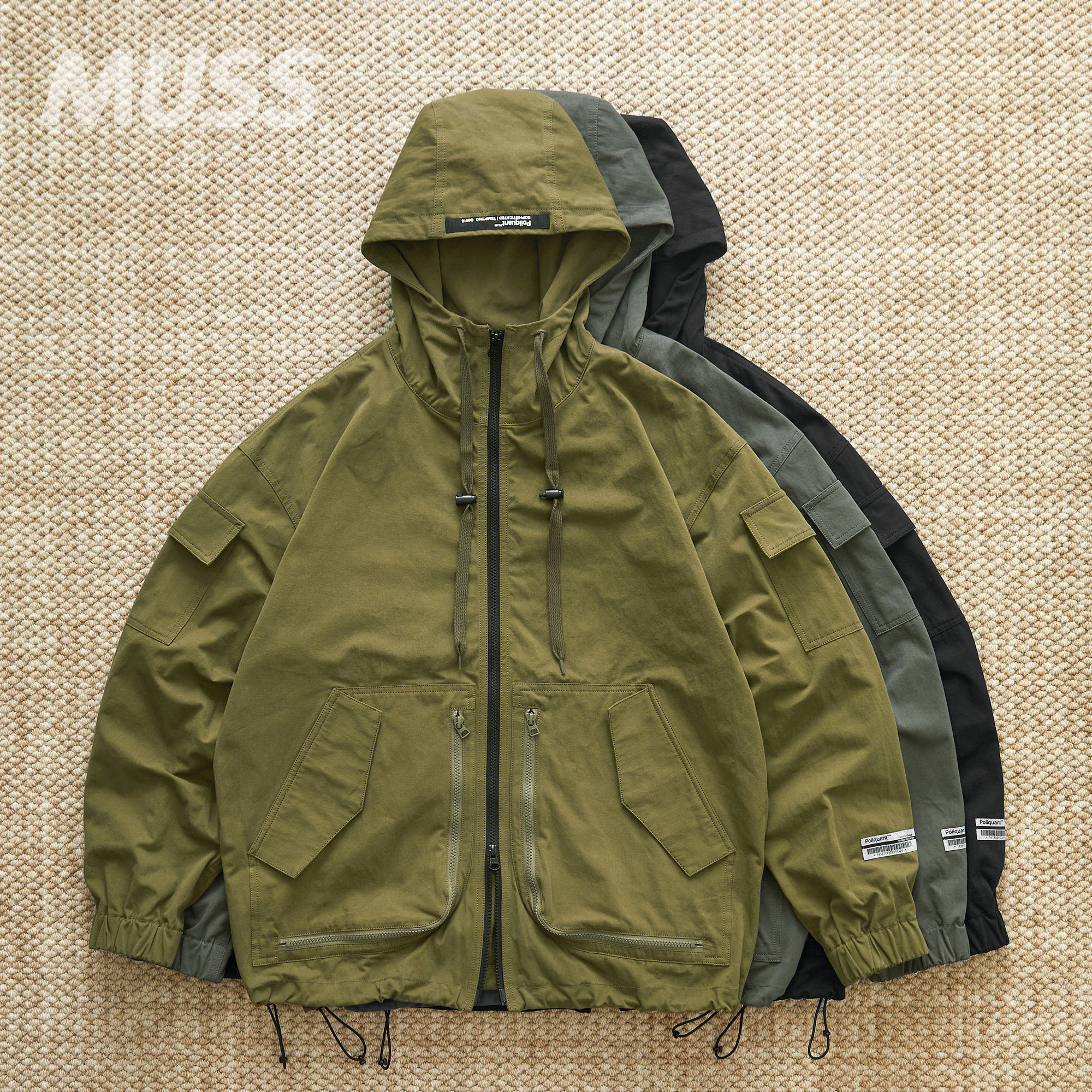 现货 POLIQUANT POCKETS HOODED 日产高密棉多袋机能夹克外套24SS - 实物图