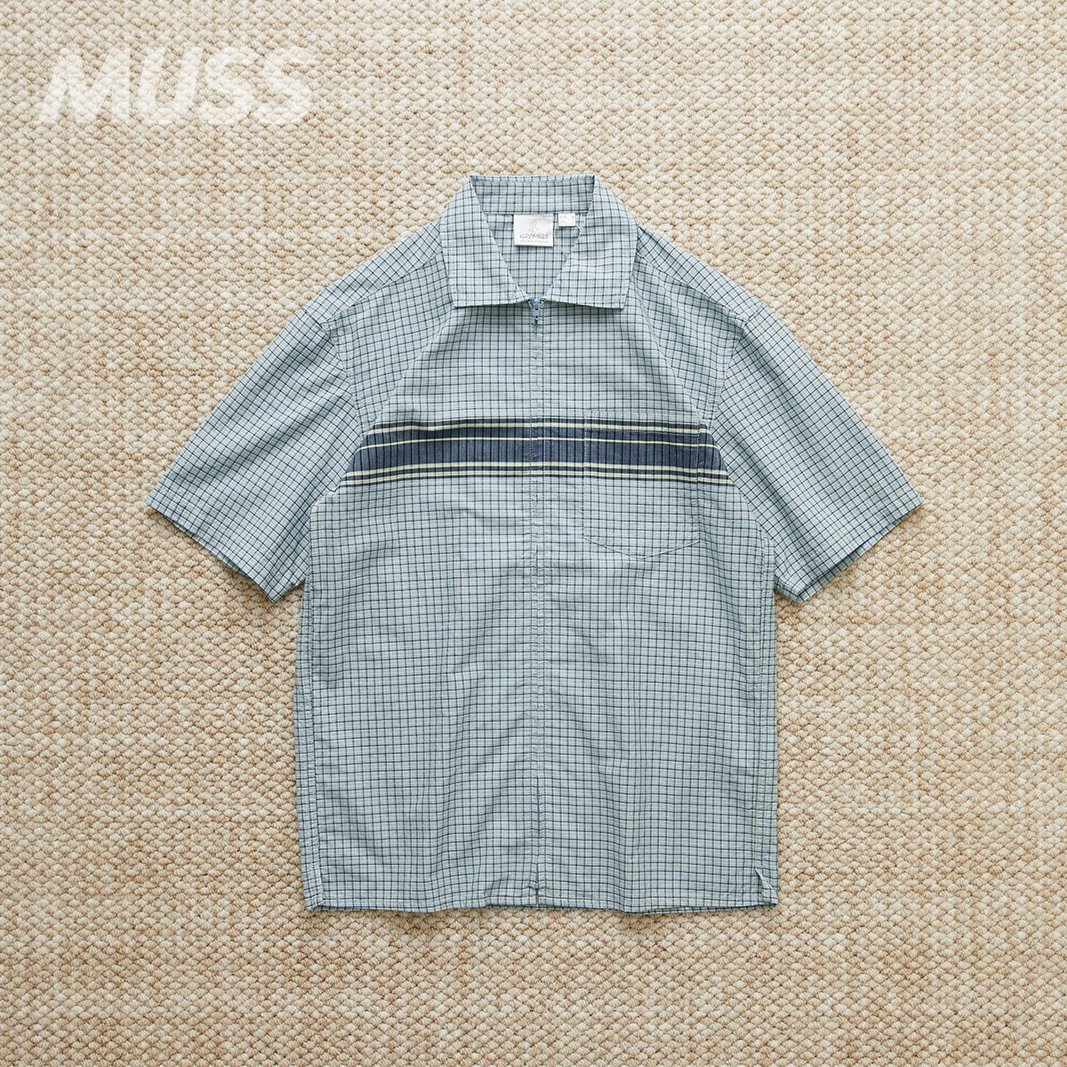 现货 GRAMICCI ZIP UP WAVE SHIRT 小野人格纹拉链短袖衬衫 25SS