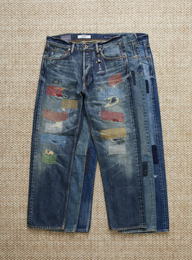 现货 FDMTL CLASSIC FIT DENIM 日产古布刺绣破坏水洗做旧牛仔裤