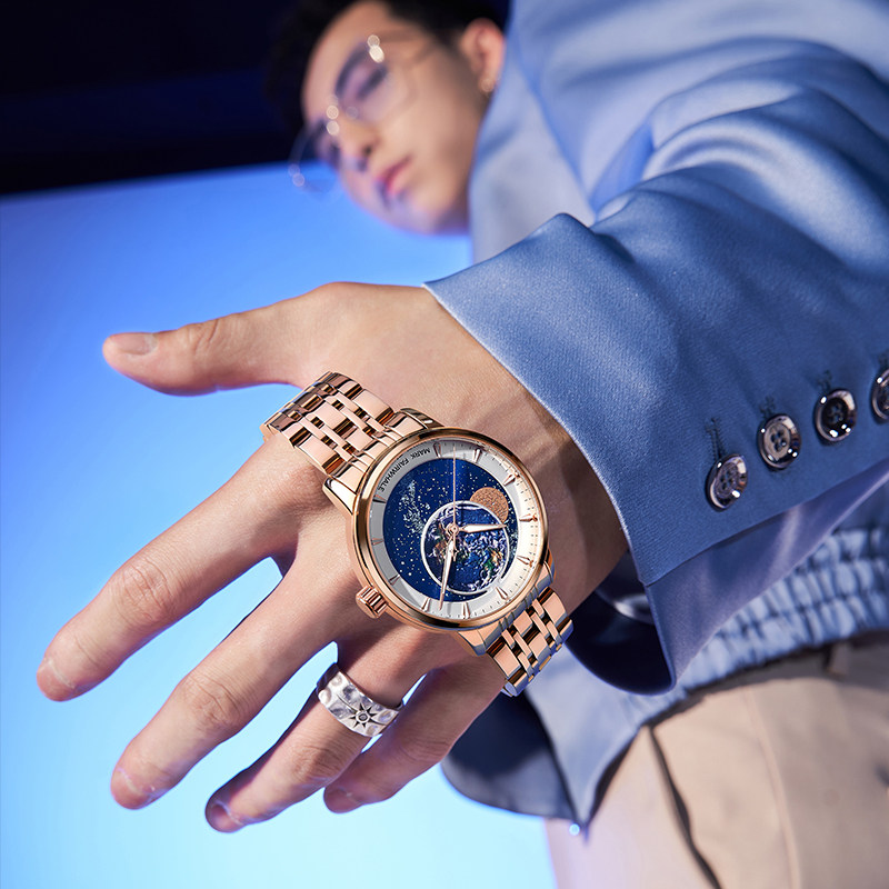 马克华菲星空手表男士男款机械表全自动镂空男表正品牌名腕表十大