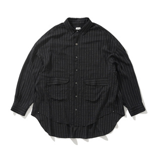 Logic 男竖条纹口袋装 24FW 衬衫 饰宽松廓形百搭上衣 秋冬长袖 Army