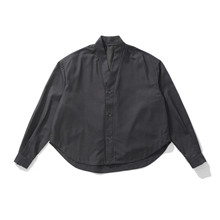 Army Logic 25FW 秋冬季细条纹v领弧形摆宽松休闲衬衫