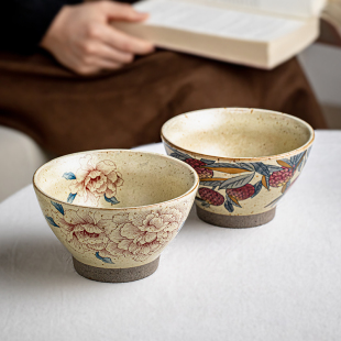 芦苇〖漂亮 饭碗〗4.5英寸米饭碗中古风陶瓷糖水碗特色甜品小碗