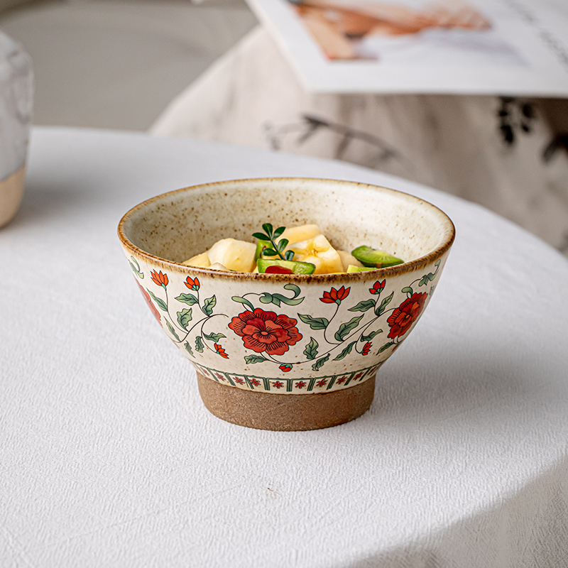 芦苇复古5英寸粗陶高脚碗