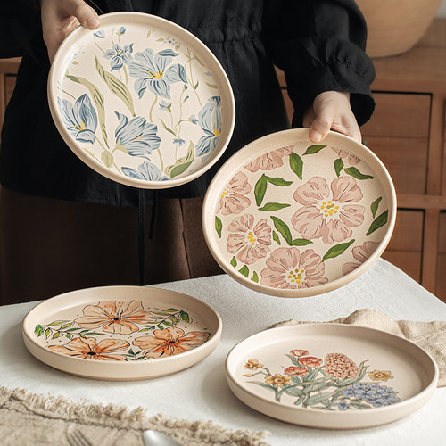 芦苇8.5英寸芝麻釉陶瓷平盘