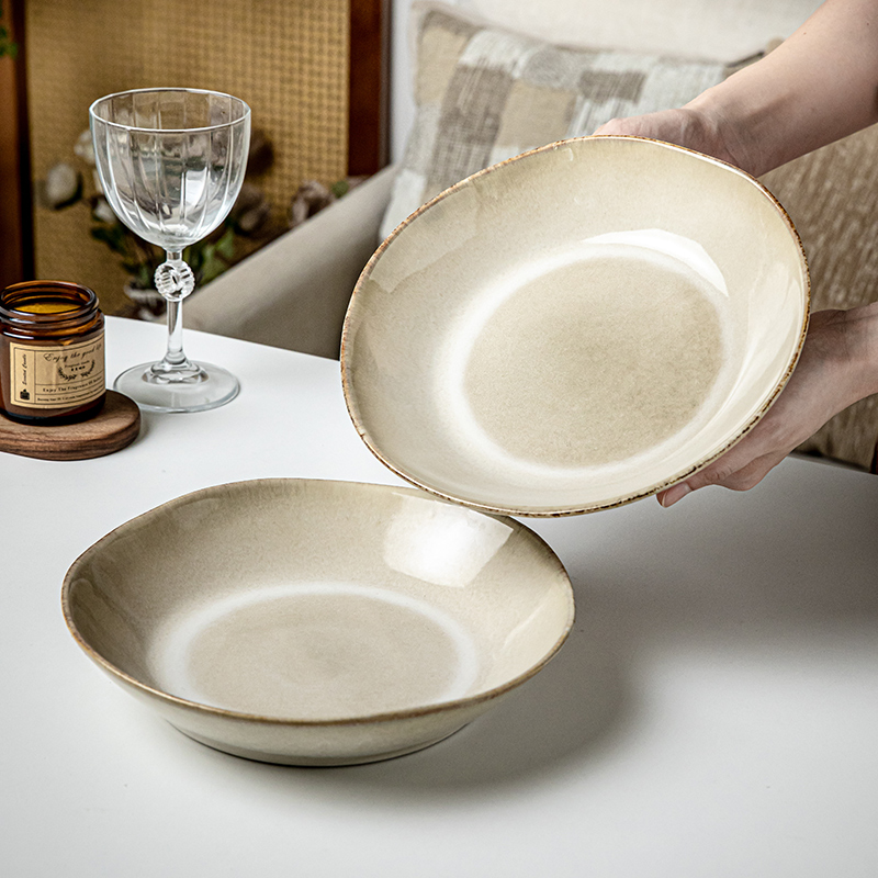 芦苇复古荷叶边9英寸陶瓷盘