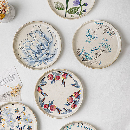 芦苇8英寸陶瓷直身圆盘甜品菜盘