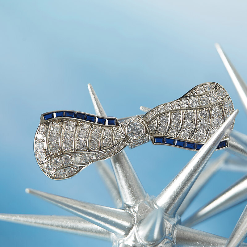 b28 wsp05044茉莉雅集春夏闪耀天然3a锆石镶嵌蝴蝶结造型胸针女