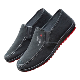 老北京布鞋男款工作透气休闲鞋懒人鞋子男士一脚蹬防滑舒适帆布鞋