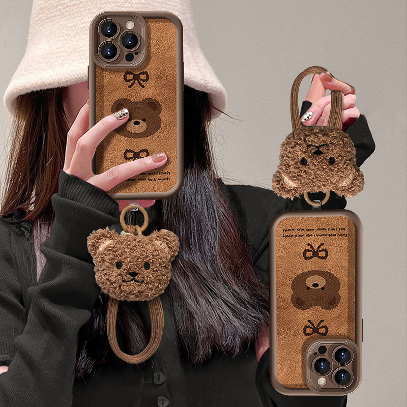 天眼羊皮可爱小熊手机壳